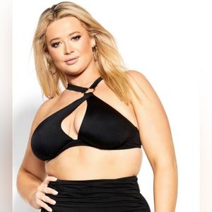 Sexy Black Asymmetrical Underwire Bikini Swim Top, Suze 20 NWT